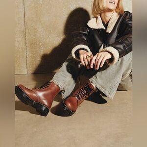 Dr Martens 1460 Serena Faux Fur Lined Leather Combat Style Boots Women’s Size 7